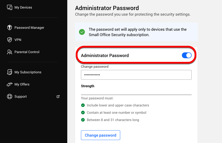 Administrator password