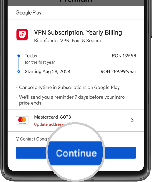 fare l'upgrade a Bitdefender Premium VPN su Android