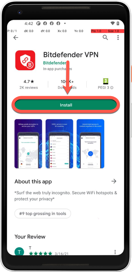 Installare Bitdefender VPN su Android da Google Play