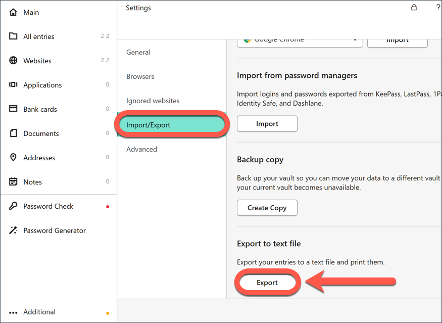 trasferire i tuoi dati da Kaspersky a Bitdefender Password Manager