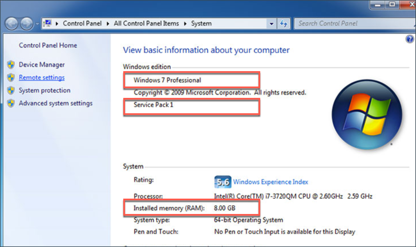 Verificare i requisiti di sistema Windows 7