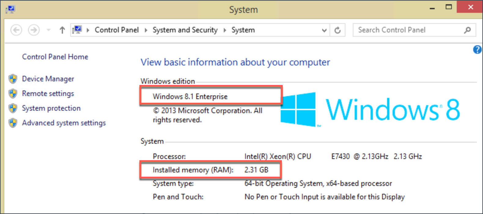Verificare i requisiti di sistema Windows 8.1