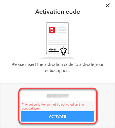 Activation errors in Central - incompatible account