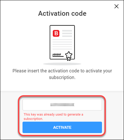 Activation errors in Central - code already used