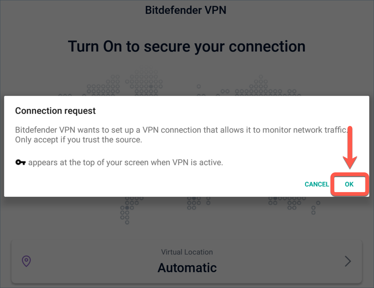 Bitdefender VPN non si connette su Android - Consenti a Bitdefender VPN di connettersi