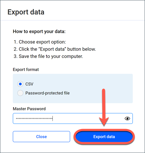 Esportare le password da Bitdefender Password Manager