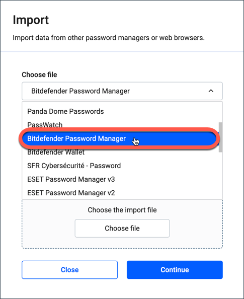 Trasferire i dati in Bitdefender Password Manager utilizzando un file CSV